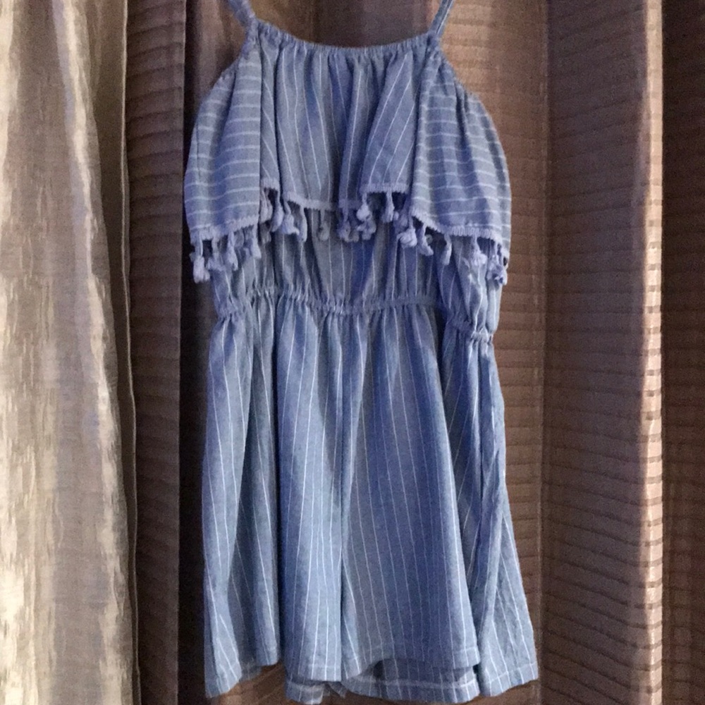 Blue and white romper
